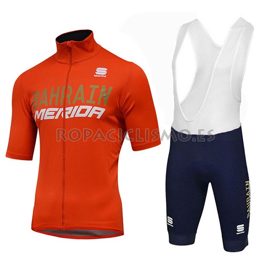 2018 Maillot Bahrain Merida Ss Tirantes Mangas Cortas naranja